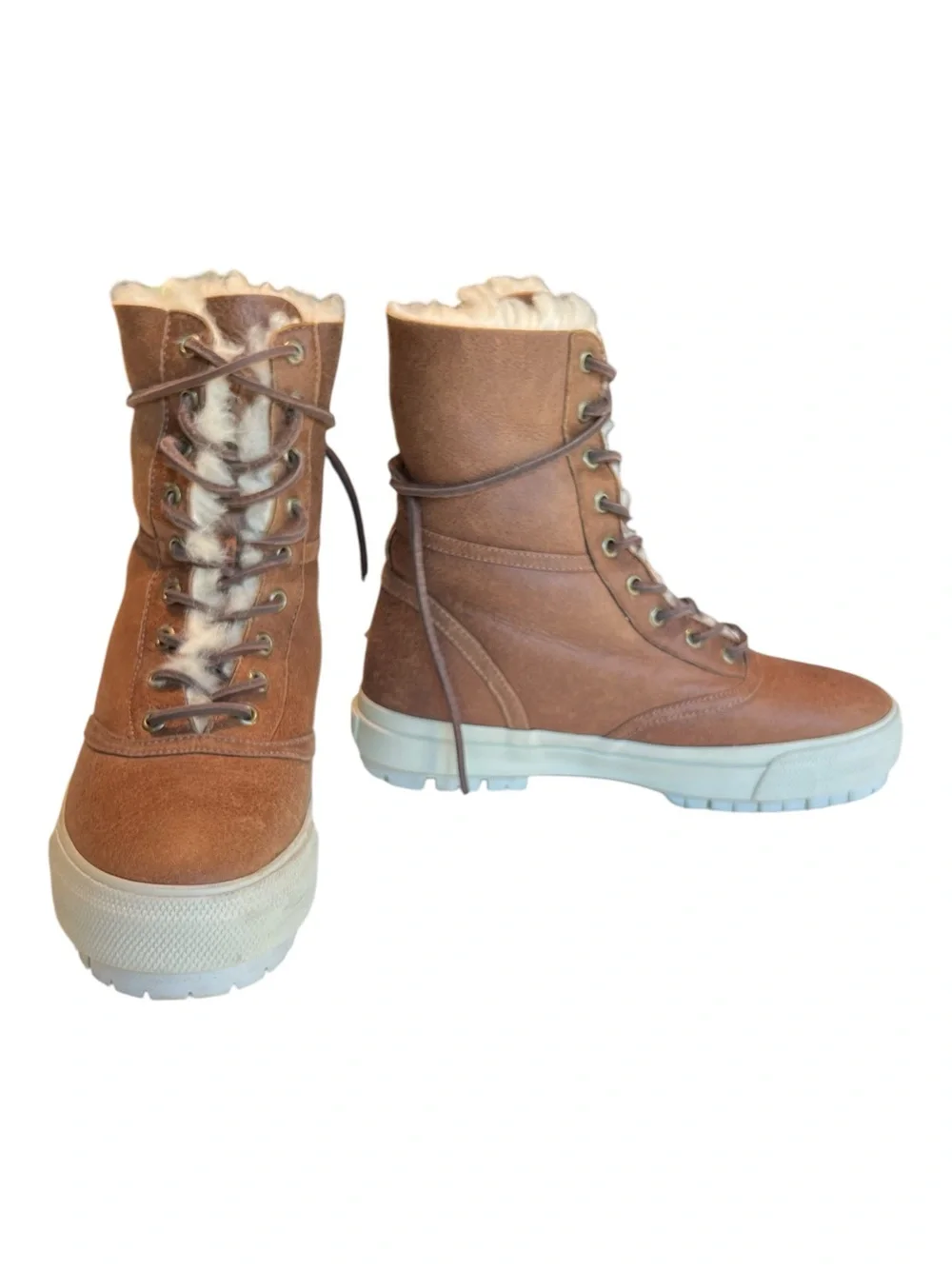 Polo Ralph Lauren Shearling Boots  Lamb Suede Hiking Vibram Sole SZ 9
